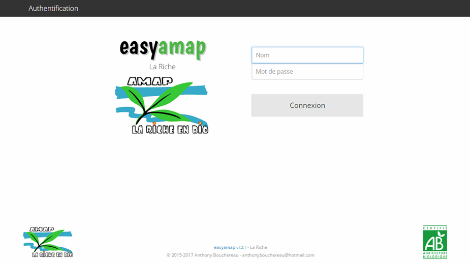 Page d'authentification